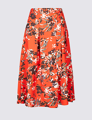 M&S Collection Floral Print A-Line Midi Skirt