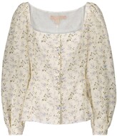 Floral linen-blend blouse 