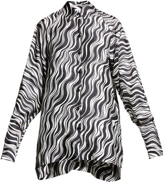 Rosetta Getty Wave-Print Silk Tunic Shirt