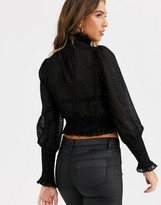 Thumbnail for your product : Fashion Union ruffle neck sheer blouse in dobby mesh