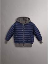 Thumbnail for your product : Burberry Reversible Down-filled Hooded Bomber Jacket , Size: XS, Blue