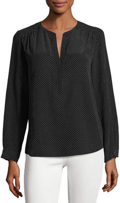 Joie Carita Pin-Dot Silk Shirt, Black