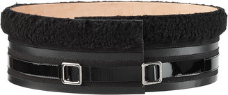 Carven Shearling and Leather Belt