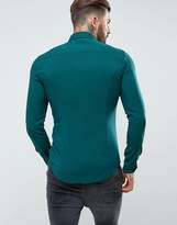 Thumbnail for your product : ASOS DESIGN Skinny Viscose Shirt In Green