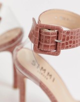 Thumbnail for your product : Simmi Shoes Simmi London Nova blush croc clear detail heeled sandals