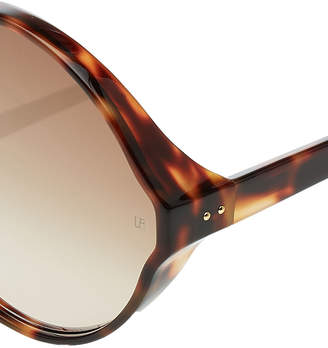 Linda Farrow Oversize Tortoiseshell Print Sunglasses