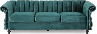 House of Hampton Fleury 84" Velvet Rolled Arm Sofa