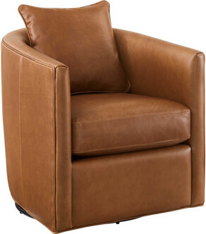 Jasmine Top Grain Leather Swivel Accent Chair