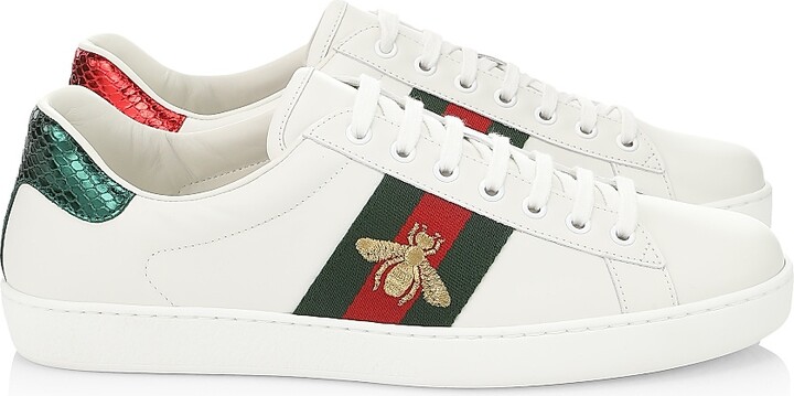 Gucci Men's New Ace Bee Embroidered Sneakers - White - Size 8
