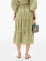 Thumbnail for your product : Adriana Degreas High-rise Tiered Voile Midi Skirt - Light Green