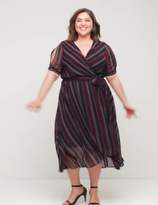 Thumbnail for your product : Lane Bryant Striped Faux-Wrap Fit & Flare Midi Dress