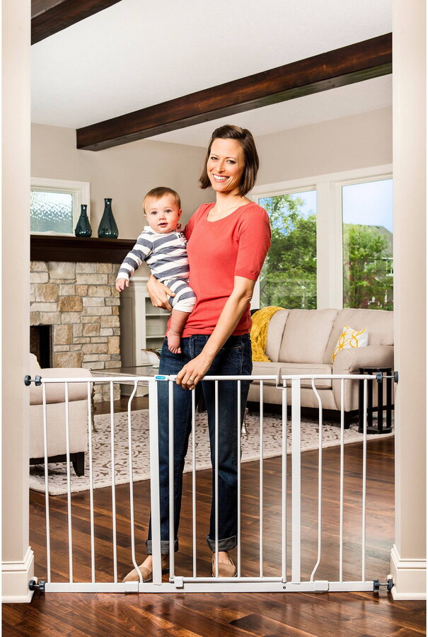 Regalo Easy Open 47-Inch Super Wide Walk Thru Baby Gate, Bonus Kit, Includes 4-Inch and 12-Inch Extension Kit, 4 Pack Pressure Mount Kit and 4 Wall Cups and Mounting Kit