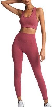 Susielady Women's Workout Outfit 2 Pieces Seamless Yoga Leggings