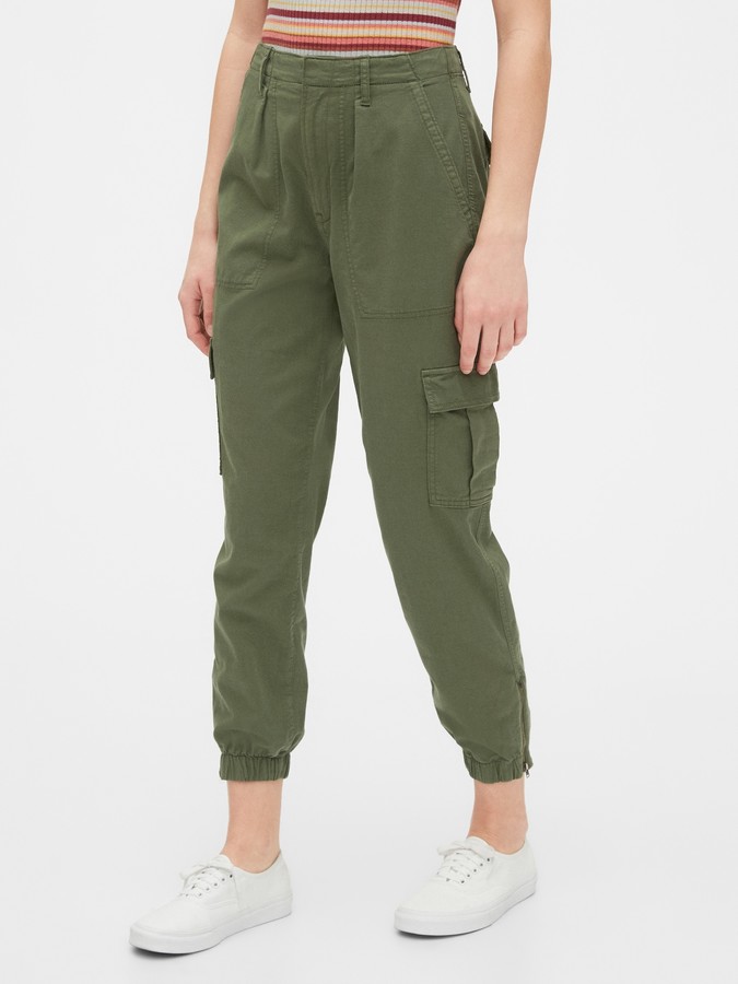 womens cargo pants olive green