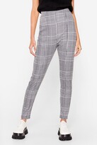 Thumbnail for your product : Nasty Gal Womens Houndstooth High Waisted Fitted Trousers - Mono - 6