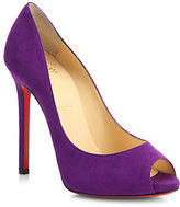 Thumbnail for your product : Christian Louboutin Flo Suede Peep-Toe Pumps