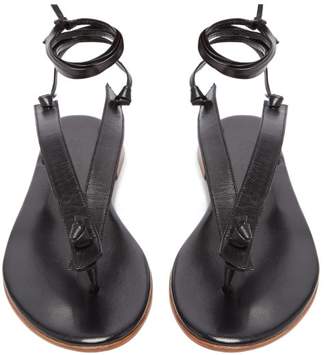 Martiniano Bibiana Ankle-tie Leather Sandals - Womens - Black