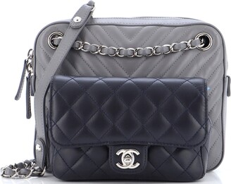 Chanel: A Metallic Silver Aged Calfskin Jumbo Flap Bag 2008 09