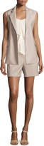 Thumbnail for your product : Theory Masibeth Continuous Wool-Blend Shorts, Gray Khaki