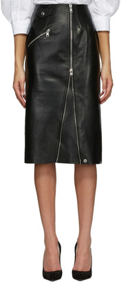 Alexander McQueen Black Leather Pencil Skirt