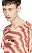 Thumbnail for your product : Saint Laurent White and Red Striped Logo T-Shirt