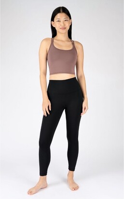 90 Degree By Reflex - Women's Ribbed Cropped Tank Top With Padded Inside  Bra - Black - Large : Target