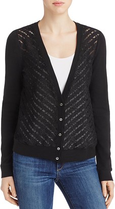 Three Dots Lace Front Cardigan