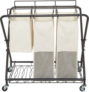 Artesa Verona 3 Bag Laundry Hamper Cart with Wheels , Black