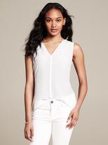 Thumbnail for your product : Banana Republic White Silk V-Neck Top