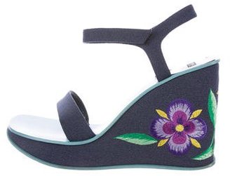 Casadei Floral Printed Denim Sandals