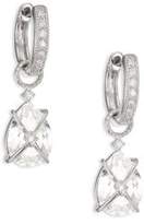 Thumbnail for your product : Jude Frances Classic White Topaz, Diamond & 18K White Gold Wrapped Pear Earring Charms