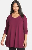 Thumbnail for your product : Eileen Fisher Long Sleeve Jersey Tunic (Plus Size)