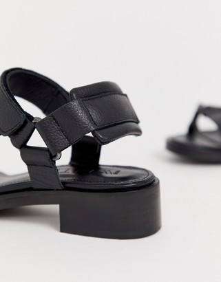 ASOS Bluebell leather sporty sandals in black