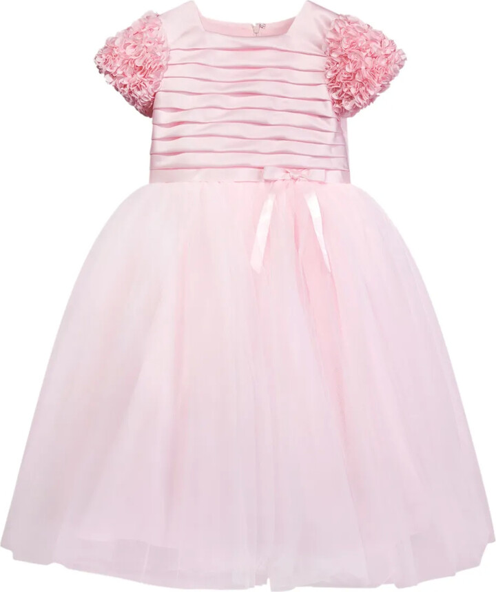 Sarah Louise Pleated Ruffled Belted Gown Dress