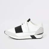 Thumbnail for your product : River Island White elasticated lace-up runner trainers