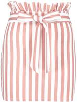 Thumbnail for your product : boohoo Tonal Stripe Belted Paperbag Skirt