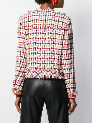 Karl Lagerfeld Paris Fitted Houndstooth Boucle Jacket