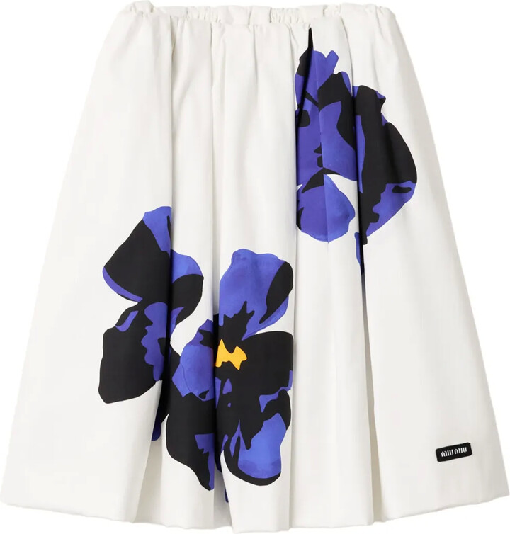 Miu Miu Printed Poplin Midi Skirt