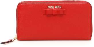 Miu Miu Madras Zip-around Wallet With Bow