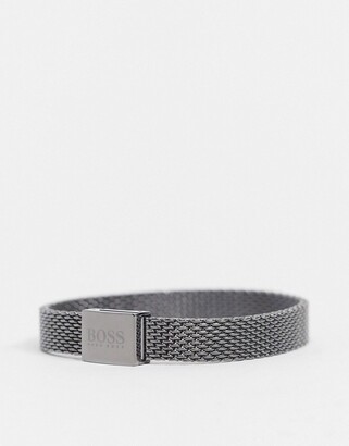 HUGO BOSS metal mesh bracelet in grey