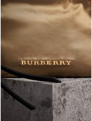 Burberry Small Zip-top Leather-trimmed Technical Nylon Pouch