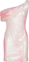 Thumbnail for your product : Halston Lydia Draped One-Shoulder Sequin Mini Dress