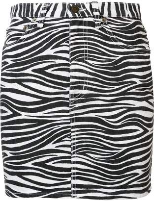 Saint Laurent zebra print denim skirt