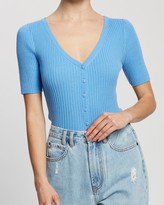 Thumbnail for your product : Atmos & Here Atmos&Here - Women's Blue Cardigans - Ariana Cotton Knit Top With Buttons - Size 10 at The Iconic