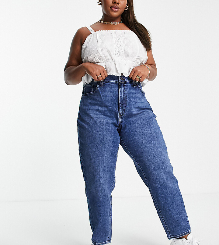 Levi's Plus high waisted mom jeans in blue wash - ShopStyle