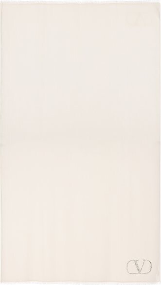 Valentino Logo Embellished Fringed Edge Scarf