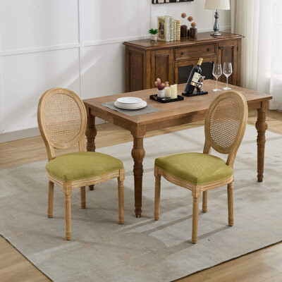 Ophelia & Co. 2-Pack Dining Side Chairs With Rattan Back And Sturdy Legs