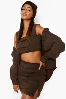 Thumbnail for your product : boohoo Ruched Panel Denim Mini Skirt