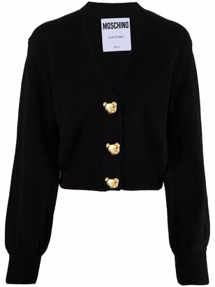 Moschino Teddy-button cropped knitted cardigan