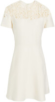 Thumbnail for your product : Valentino Macramé Lace-paneled Wool And Silk-blend Crepe Mini Dress